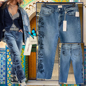 Free People X Driftwood Floral Embroidery Royce Jeans Size 30w x 27inseam